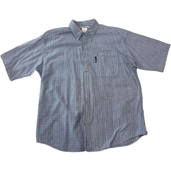 Columbia Sportswear Men's Blue Checkered Short Sleeve Button Down Shirt -‎ Large - Picture 1 of 5